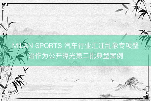MILAN SPORTS 汽车行业汇注乱象专项整治作为公开曝光第二批典型案例