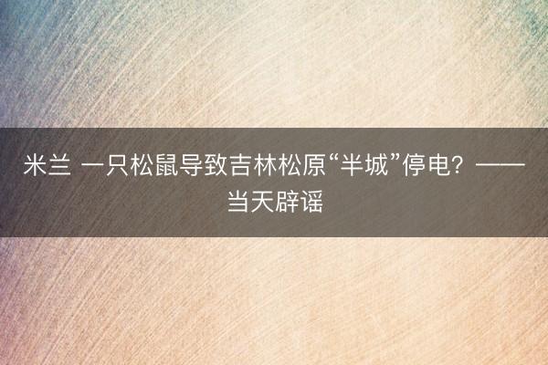 米兰 一只松鼠导致吉林松原“半城”停电？——当天辟谣
