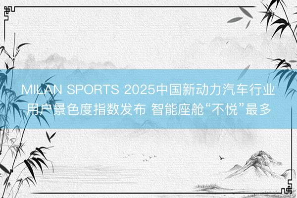 MILAN SPORTS 2025中国新动力汽车行业用户景色度指数发布 智能座舱“不悦”最多