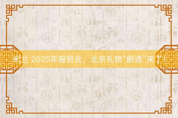 米兰 2025年服贸会，<a href=