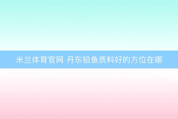 米兰体育官网 丹东铅鱼质料好的方位在哪