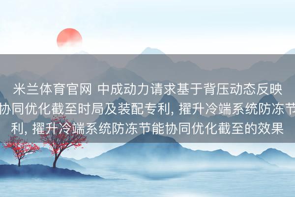 米兰体育官网 中成动力请求基于背压动态反映的冷端系统防冻节能协同优化截至时局及装配专利， 擢升冷端系统防冻节能协同优化截至的效果