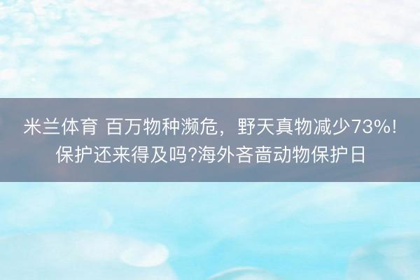 米兰体育 百万物种濒危，野天真物减少73%!保护还来得及吗?海外吝啬动物保护日