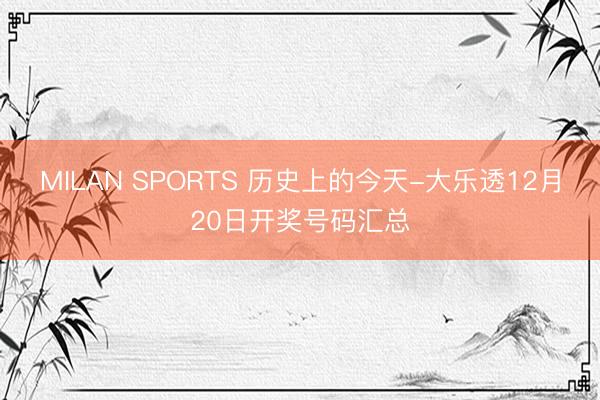 MILAN SPORTS 历史上的今天-大乐透12月20日开奖号码汇总