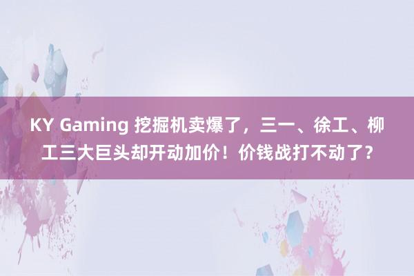 KY Gaming 挖掘机卖爆了,三一、徐工、柳工三大巨头却开动加价!价钱战打不动了?