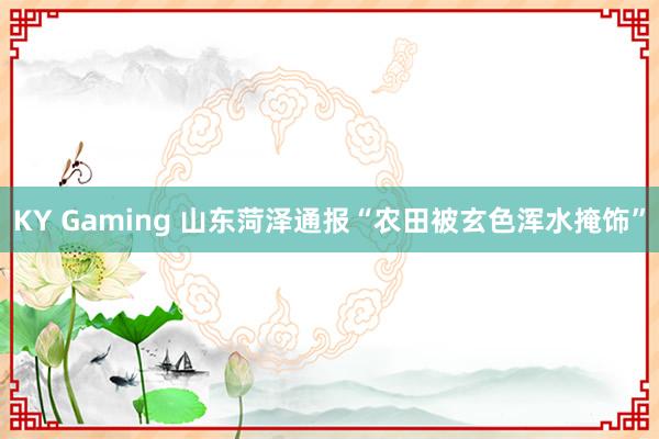 KY Gaming 山东菏泽通报“农田被玄色浑水掩饰”