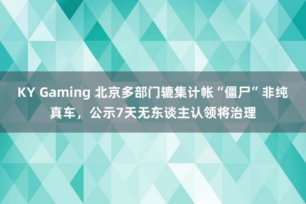 KY Gaming 北京多部门辘集计帐“僵尸”非纯真车，公示7天无东谈主认领将治理