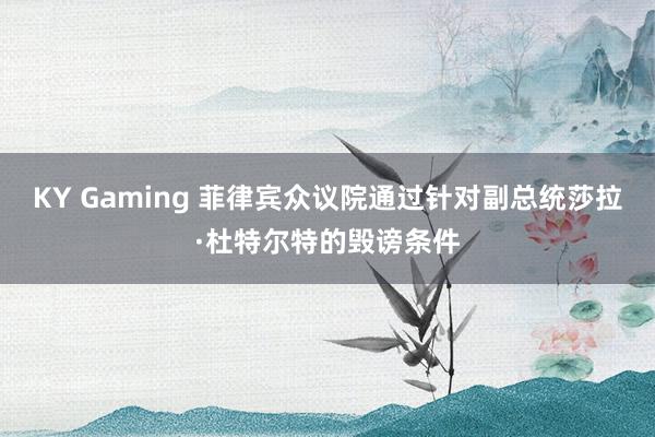 KY Gaming 菲律宾众议院通过针对副总统莎拉·杜特尔特的毁谤条件
