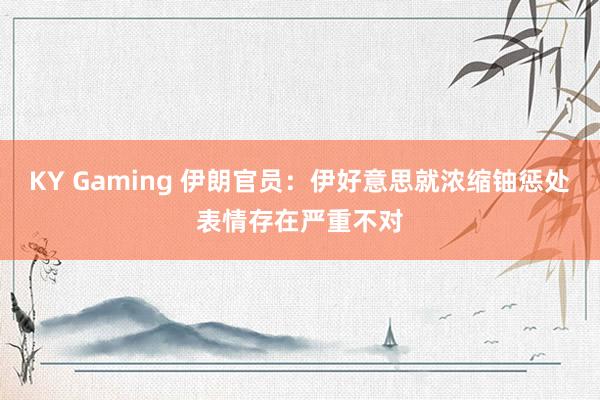 KY Gaming 伊朗官员：伊好意思就浓缩铀惩处表情存在严重不对