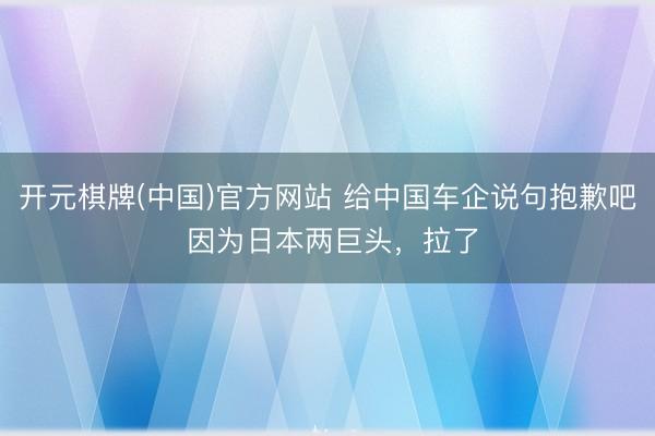 开元棋牌(中国)官方网站 给中国车企说句抱歉吧 因为日本两巨头，拉了