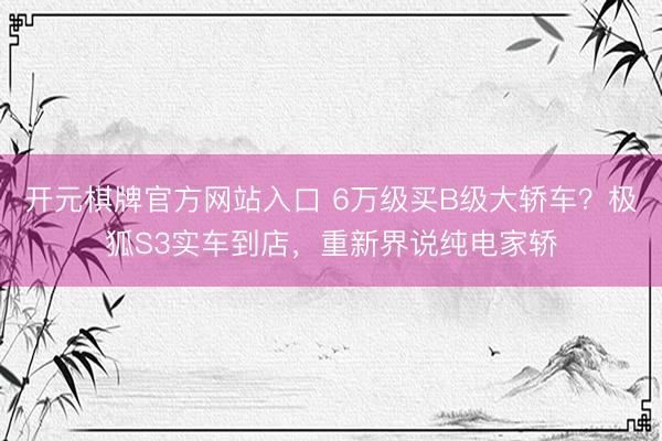 开元棋牌官方网站入口 6万级买B级大轿车？极狐S3实车到店，重新界说纯电家轿